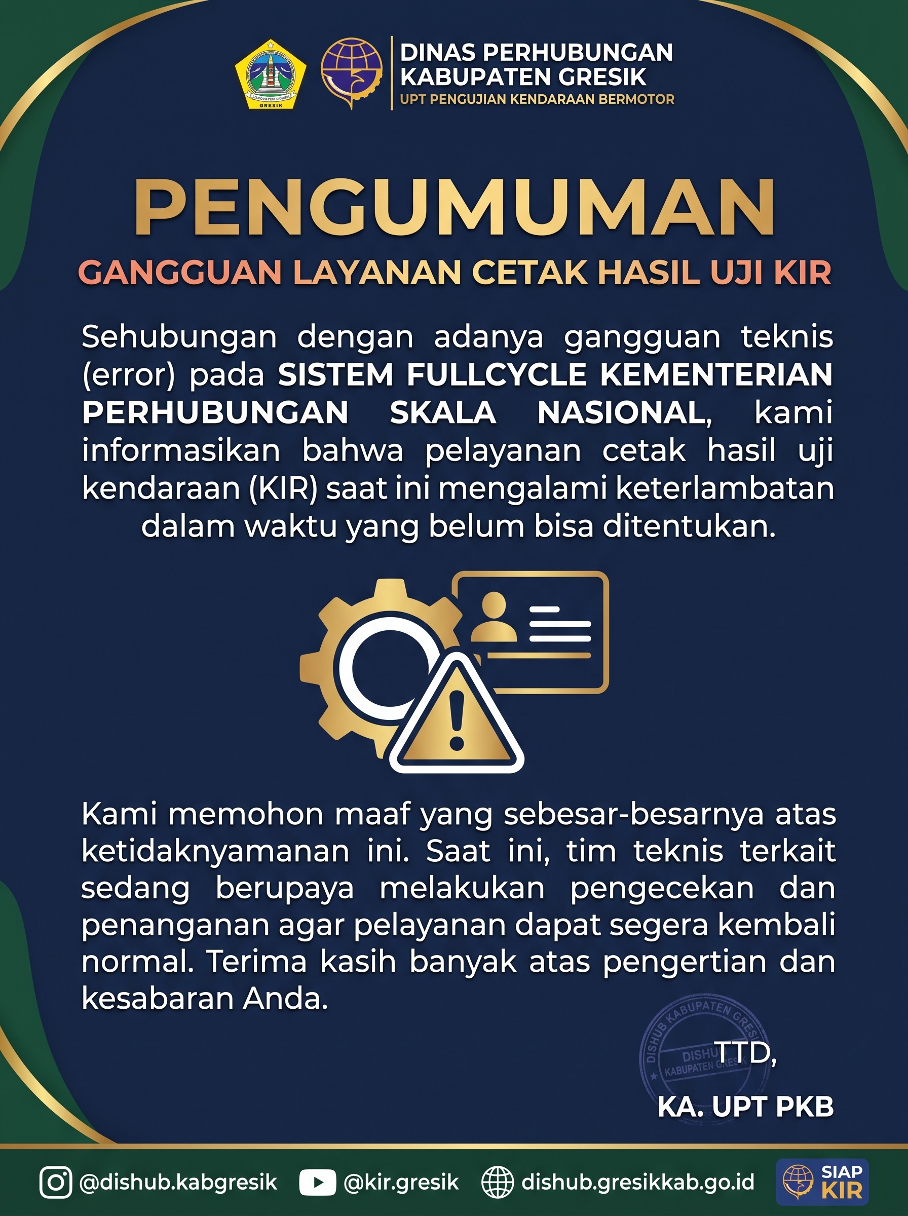 GANGGUAN LAYANAN ONLINE KEMENHUB (CETAK HASIL UJI KIR) 🚨🛠️